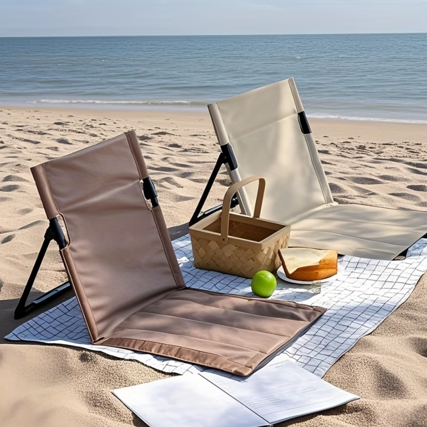Outdoor Camping Lounge Chairs - 3-Position Adjustable Backrest Folding Floor Chair