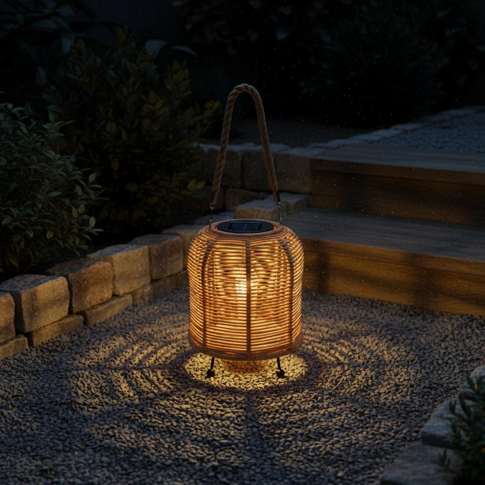 Camping Solar Lantern - Handwoven Solar Lantern Braided Rope Handle