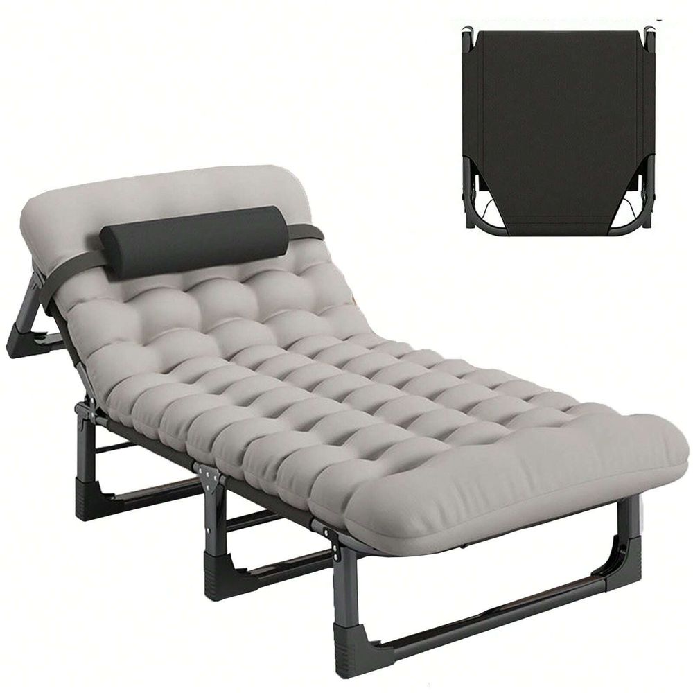 Outdoor Camping Lounge Chairs - Cot, 4 Positions Adjustable Reclining Folding