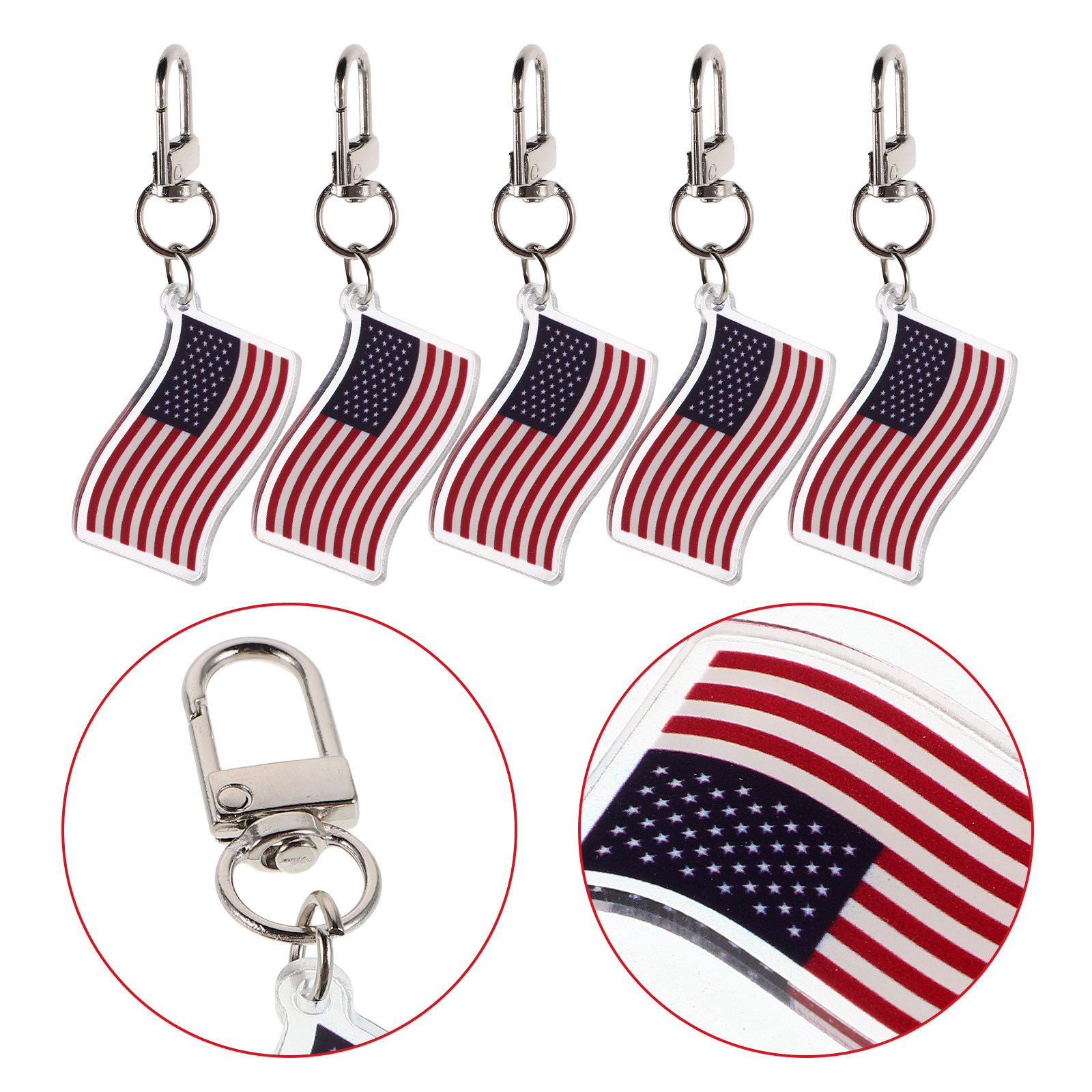 Outdoor Camping Ideas - 6Pcs Patriotic American Flag Keychain Stylish