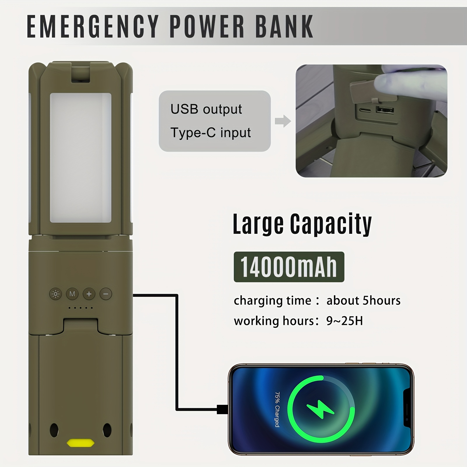 Camping Lantern, 14000mAh Rech - Outdoor Camping Lamp avis et prix