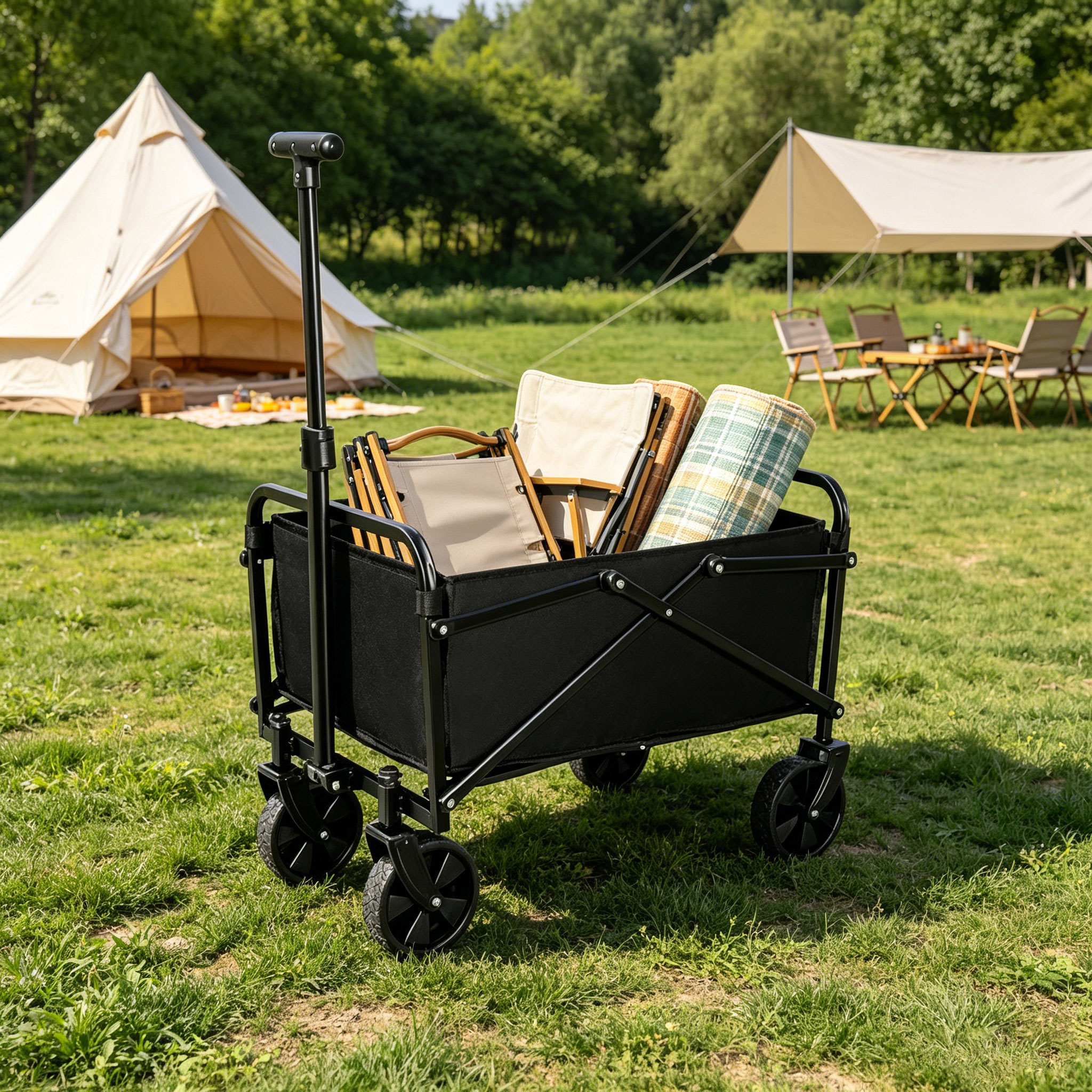 1PC Foldable Camping Wagon Car - Outdoor Camping Trolley avis et prix